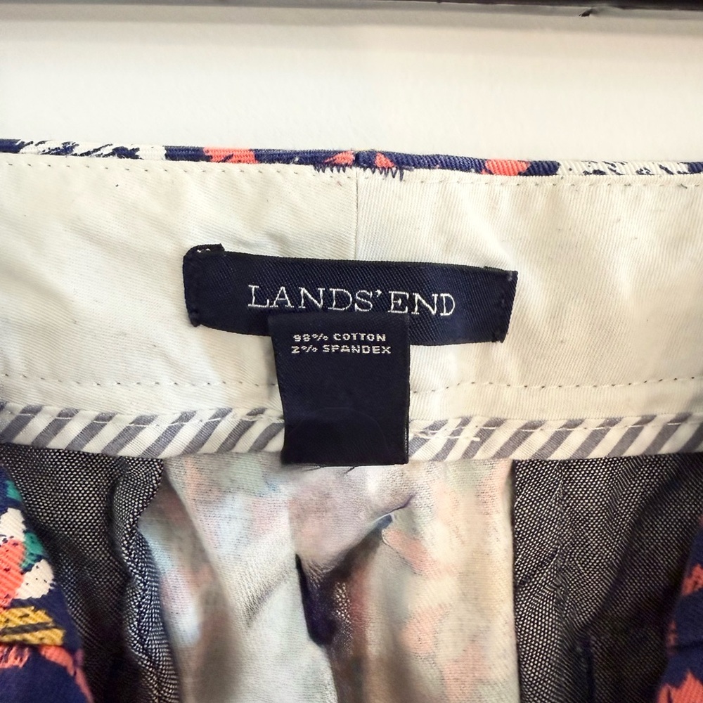 Lands’ End Mosaic Cropped Chino Pants Women’s 6 Mid Rise Coastal Preppy - Picture 10 of 11
